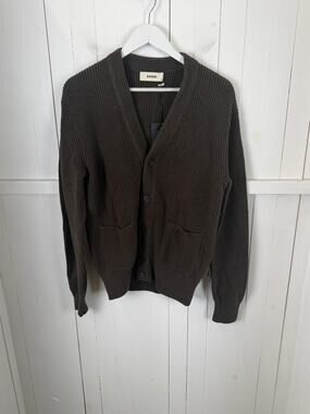 BUCK MASON Brown Cotton Cardigan Sweater Men's M NWT